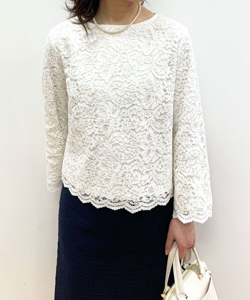 OPAQUE.CLIP(オペークドットクリップ)の「◆レースプルオーバーブラウス【OPAQUE.CLIP NAVY】(シャツ/ブラウス・レディース・ナチュラル/ホワイト系/ネイビー・34/36/38/40/42)」の15枚目の写真