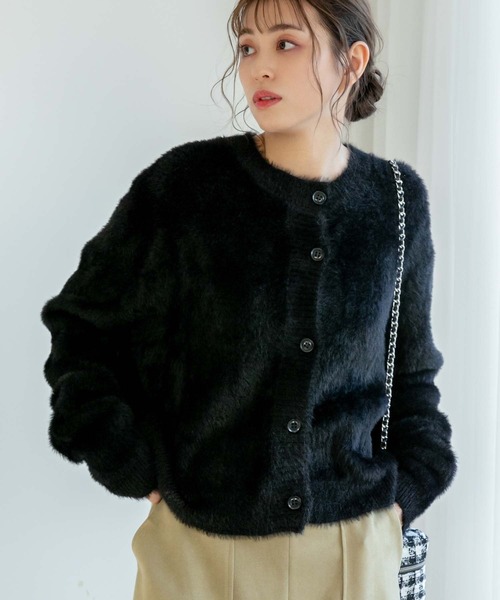 fifth(フィフス)の「【スタイリストレコメンド】シャギーニットカーディガン(カーディガン/ボレロ・レディース・イエロー/ホワイト/ブラック・M)」の2枚目の写真