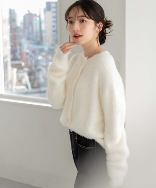 fifth(フィフス)の「【スタイリストレコメンド】シャギーニットカーディガン(カーディガン/ボレロ・レディース・イエロー/ホワイト/ブラック・M)」の5枚目の写真