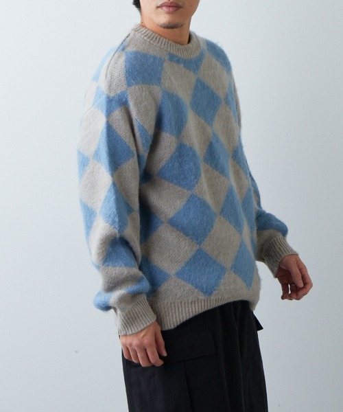 CIAOPANIC TYPY（チャオパニックティピー）の「□【新色追加】【ユニセックス】ダブルジャガードシャギーニットプルオーバー（ニット/セーター・メンズ・グリーン/イエロー/ブルー/ネイビー/スカイブルー/ブラック/レオパード・L/M）」の13枚目の写真