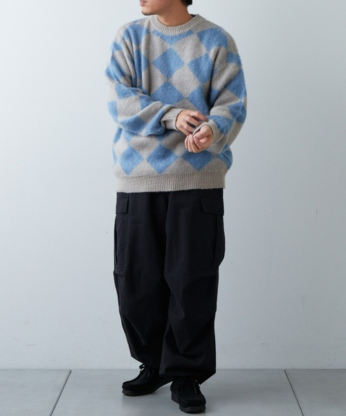 CIAOPANIC TYPY（チャオパニックティピー）の「□【新色追加】【ユニセックス】ダブルジャガードシャギーニットプルオーバー（ニット/セーター・メンズ・グリーン/イエロー/ブルー/ネイビー/スカイブルー/ブラック/レオパード・L/M）」の15枚目の写真