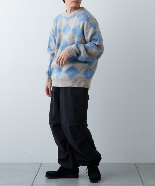 CIAOPANIC TYPY（チャオパニックティピー）の「□【新色追加】【ユニセックス】ダブルジャガードシャギーニットプルオーバー（ニット/セーター・メンズ・グリーン/イエロー/ブルー/ネイビー/スカイブルー/ブラック/レオパード・L/M）」の16枚目の写真