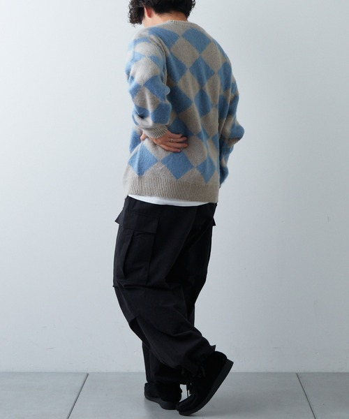 CIAOPANIC TYPY（チャオパニックティピー）の「□【新色追加】【ユニセックス】ダブルジャガードシャギーニットプルオーバー（ニット/セーター・メンズ・グリーン/イエロー/ブルー/ネイビー/スカイブルー/ブラック/レオパード・L/M）」の17枚目の写真