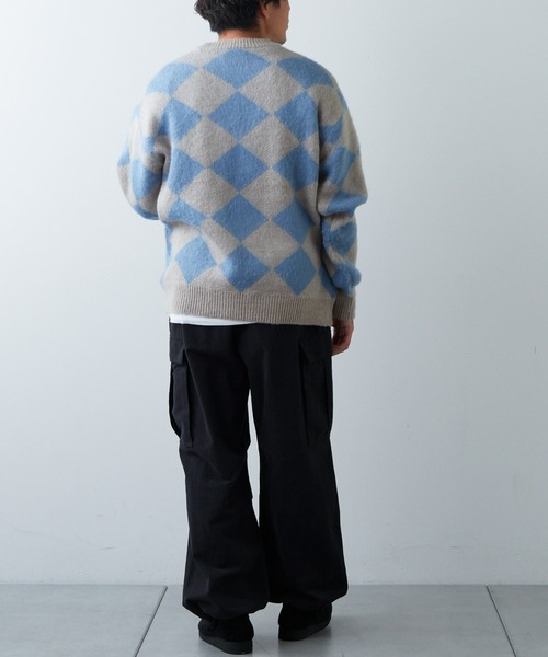 CIAOPANIC TYPY（チャオパニックティピー）の「□【新色追加】【ユニセックス】ダブルジャガードシャギーニットプルオーバー（ニット/セーター・メンズ・グリーン/イエロー/ブルー/ネイビー/スカイブルー/ブラック/レオパード・L/M）」の18枚目の写真