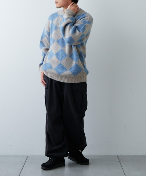 CIAOPANIC TYPY（チャオパニックティピー）の「□【新色追加】【ユニセックス】ダブルジャガードシャギーニットプルオーバー（ニット/セーター・メンズ・グリーン/イエロー/ブルー/ネイビー/スカイブルー/ブラック/レオパード・L/M）」の20枚目の写真