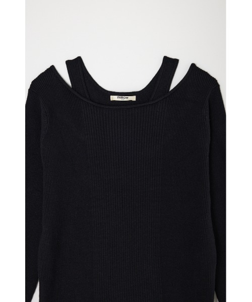 THROW by SLY（スローバイスライ）の「THROW OPEN SHOULDER LAYERD OP オープンショルダー レイヤード ワンピース（ワンピース・レディース・ブラック/グレー・FREE）」の4枚目の写真