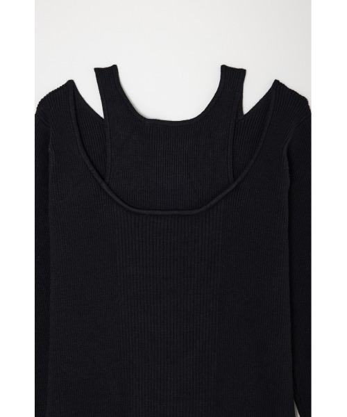 THROW by SLY（スローバイスライ）の「THROW OPEN SHOULDER LAYERD OP オープンショルダー レイヤード ワンピース（ワンピース・レディース・ブラック/グレー・FREE）」の5枚目の写真