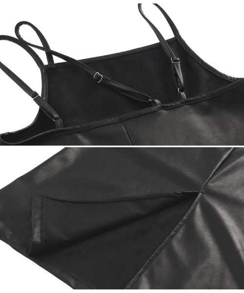 ANAP（アナップ）の「ダブルストラップフェイクレザーキャミソールワンピース（ワンピース・レディース・アイボリー/ブラック・FREE）」の10枚目の写真