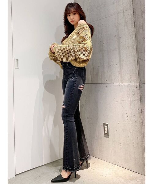 GYDA(ジェイダ)の「FRONT2WAYブリーチニットトップス(ニット/セーター・レディース・オレンジ系その他3/マスタード/オリーブ・FREE)」の6枚目の写真