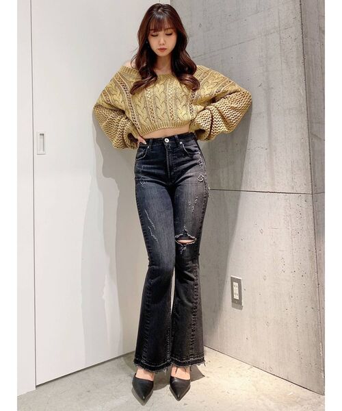 GYDA(ジェイダ)の「FRONT2WAYブリーチニットトップス(ニット/セーター・レディース・オレンジ系その他3/マスタード/オリーブ・FREE)」の7枚目の写真