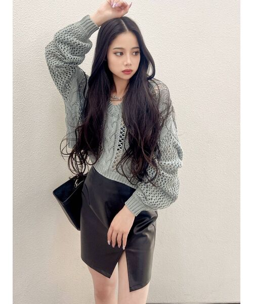 GYDA(ジェイダ)の「FRONT2WAYブリーチニットトップス(ニット/セーター・レディース・オレンジ系その他3/マスタード/オリーブ・FREE)」の9枚目の写真