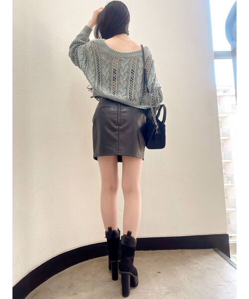 GYDA(ジェイダ)の「FRONT2WAYブリーチニットトップス(ニット/セーター・レディース・オレンジ系その他3/マスタード/オリーブ・FREE)」の12枚目の写真