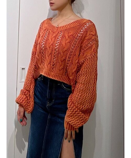 GYDA(ジェイダ)の「FRONT2WAYブリーチニットトップス(ニット/セーター・レディース・オレンジ系その他3/マスタード/オリーブ・FREE)」の13枚目の写真