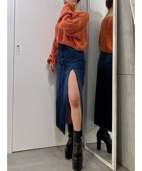 GYDA(ジェイダ)の「FRONT2WAYブリーチニットトップス(ニット/セーター・レディース・オレンジ系その他3/マスタード/オリーブ・FREE)」の14枚目の写真