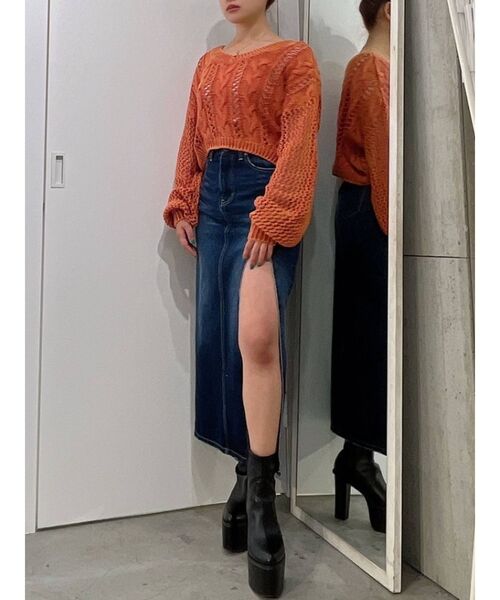 GYDA(ジェイダ)の「FRONT2WAYブリーチニットトップス(ニット/セーター・レディース・オレンジ系その他3/マスタード/オリーブ・FREE)」の15枚目の写真