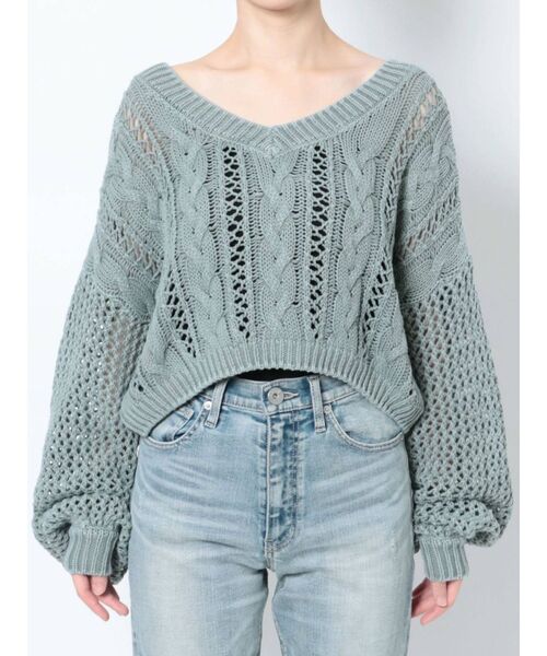 GYDA(ジェイダ)の「FRONT2WAYブリーチニットトップス(ニット/セーター・レディース・オレンジ系その他3/マスタード/オリーブ・FREE)」の16枚目の写真