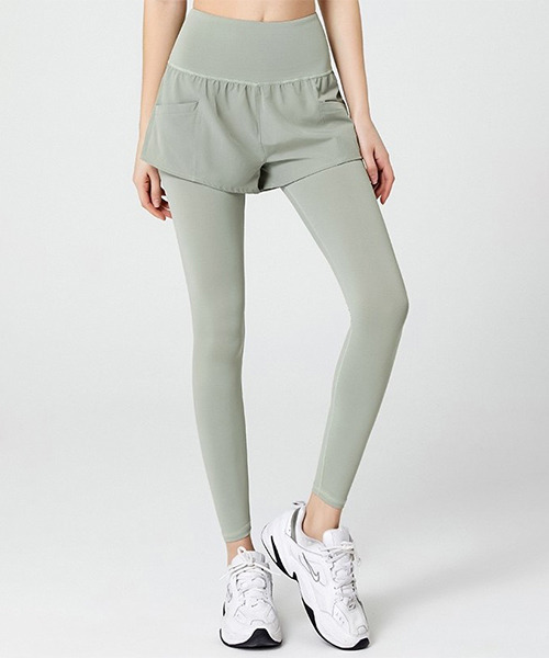 c.u.l（シーユーエル）の「ポケット付き フィットネスウェア レギンス culf4（レギンス/スパッツ・レディース・ブラック/グリーン/パープル・L/M）」の2枚目の写真