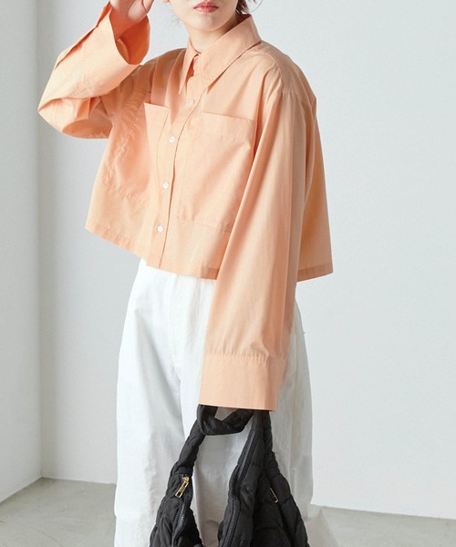 forksy.（フォルクシー）の「【forksy.】ワイドスリーブダブルポケットクロップドシャツ（シャツ/ブラウス・レディース・ネイビー/ライトピンク/ライトブルー/オフホワイト/ブルー・FREE）」の17枚目の写真