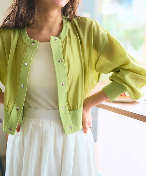 titivate（ティティベイト）の「シアーカーディガン/ブルゾン（ブルゾン・レディース・ライトベージュ/ピンク/ライトグリーン/ブラック・S/M）」の11枚目の写真