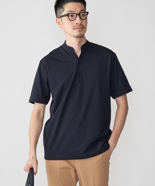 XL 【新品】シップス　バンドカラーポロシャツ ネイビー SHIPS（シップス）の「*SHIPS:〈接触冷感〉アイスタッチ プレー