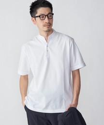 *SHIPS:〈接触冷感〉アイスタッチ プレーティングジャージー バンドカラー ポロシャツ