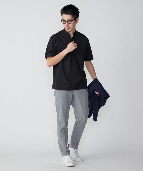 SHIPS（シップス）の「*SHIPS:〈接触冷感〉アイスタッチ プレーティングジャージー バンドカラー ポロシャツ（ポロシャツ・メンズ・ブラック/ホワイト/ロイヤルブルー/ネイビー・SMALL/MEDIUM/LARGE/X-LARGE）」の6枚目の写真