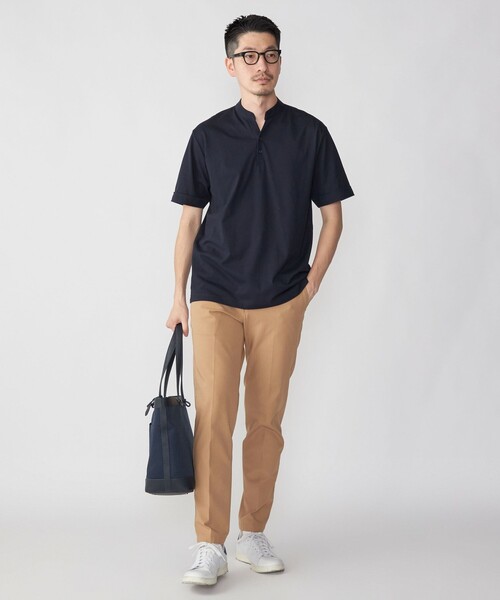 XL 【新品】シップス　バンドカラーポロシャツ ネイビー SHIPS（シップス）の「*SHIPS:〈接触冷感〉アイスタッチ プレー