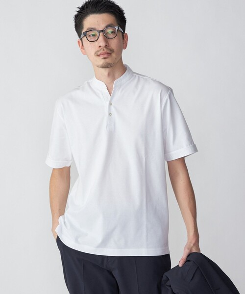 SHIPS（シップス）の「*SHIPS:〈接触冷感〉アイスタッチ プレーティングジャージー バンドカラー ポロシャツ（ポロシャツ・メンズ・ブラック/ホワイト/ロイヤルブルー/ネイビー・SMALL/MEDIUM/LARGE/X-LARGE）」の17枚目の写真