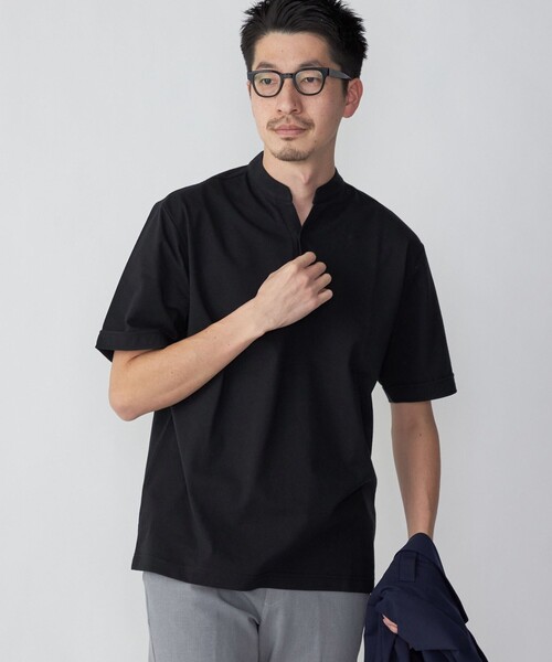 SHIPS（シップス）の「*SHIPS:〈接触冷感〉アイスタッチ プレーティングジャージー バンドカラー ポロシャツ（ポロシャツ・メンズ・ブラック/ホワイト/ロイヤルブルー/ネイビー・SMALL/MEDIUM/LARGE/X-LARGE）」の18枚目の写真