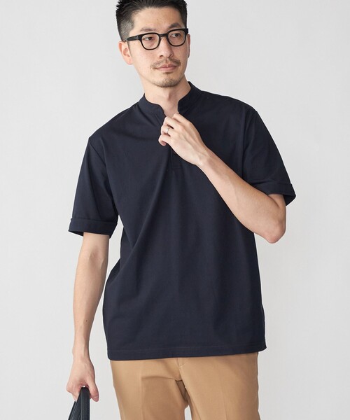 SHIPS（シップス）の「*SHIPS:〈接触冷感〉アイスタッチ プレーティングジャージー バンドカラー ポロシャツ（ポロシャツ・メンズ・ブラック/ホワイト/ロイヤルブルー/ネイビー・SMALL/MEDIUM/LARGE/X-LARGE）」の20枚目の写真