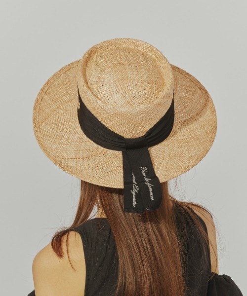 シャポードオー　chapeau d' o 新品タグ付　カンカン帽　匿名配送 Chapeau d' O Straw-B Casablanca Logo | 57.5cm(75) BLACK (01