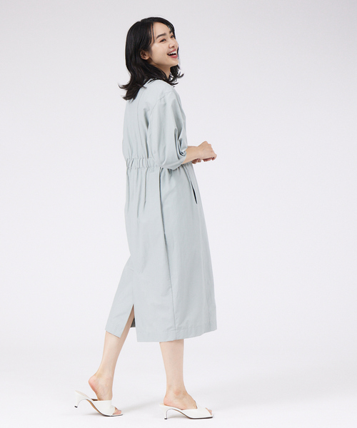 qualite（カリテ）の「ハイウエストタックワンピース（ワンピース・レディース・ネイビー/セージグリーン・38/36）」の15枚目の写真