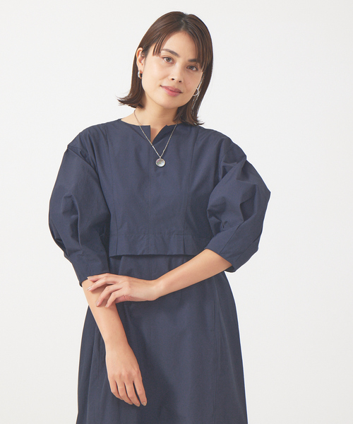 qualite（カリテ）の「ハイウエストタックワンピース（ワンピース・レディース・ネイビー/セージグリーン・38/36）」の11枚目の写真