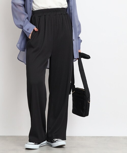 Cutie Blonde(キューティーブロンド)の「◆プリーツ風 イージーストレートパンツ(その他パンツ・レディース・ブラック/ベージュ系2/サンドベージュ/ピンク系・00)」の1枚目の写真