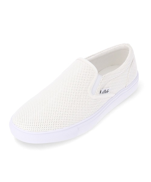 The DUFFER of ST.GEORGE（ザダファーオブセントジョージ）の「PUNCHING FAKE LEATHER SLIP-ON：パンチングフェイクレザー スリッポン（スニーカー・メンズ・ホワイト/ベージュ・MEDIUM/LARGE/X-LARGE/SMALL）」の10枚目の写真