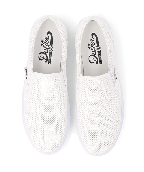 The DUFFER of ST.GEORGE（ザダファーオブセントジョージ）の「PUNCHING FAKE LEATHER SLIP-ON：パンチングフェイクレザー スリッポン（スニーカー・メンズ・ホワイト/ベージュ・MEDIUM/LARGE/X-LARGE/SMALL）」の4枚目の写真