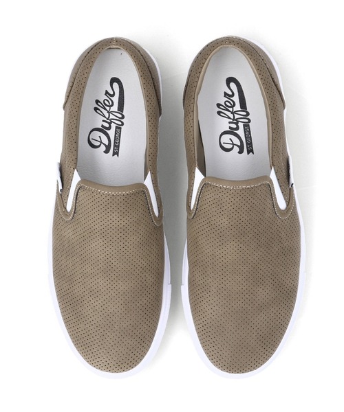 The DUFFER of ST.GEORGE（ザダファーオブセントジョージ）の「PUNCHING FAKE LEATHER SLIP-ON：パンチングフェイクレザー スリッポン（スニーカー・メンズ・ホワイト/ベージュ・MEDIUM/LARGE/X-LARGE/SMALL）」の9枚目の写真