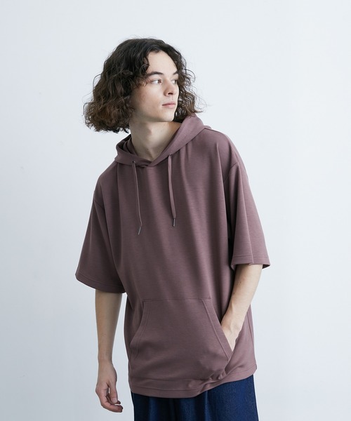 JUNRED(ジュンレッド)の「エアーシルケット半袖プルパーカー(Tシャツ/カットソー・メンズ・サックスブルー/ホワイト/ブラック/ダークブラウン・LL/M/L)」の1枚目の写真