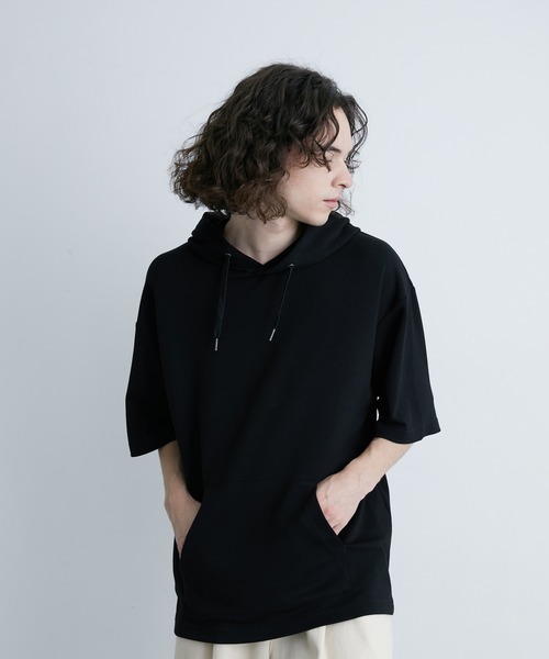 JUNRED(ジュンレッド)の「エアーシルケット半袖プルパーカー(Tシャツ/カットソー・メンズ・サックスブルー/ホワイト/ブラック/ダークブラウン・LL/M/L)」の8枚目の写真