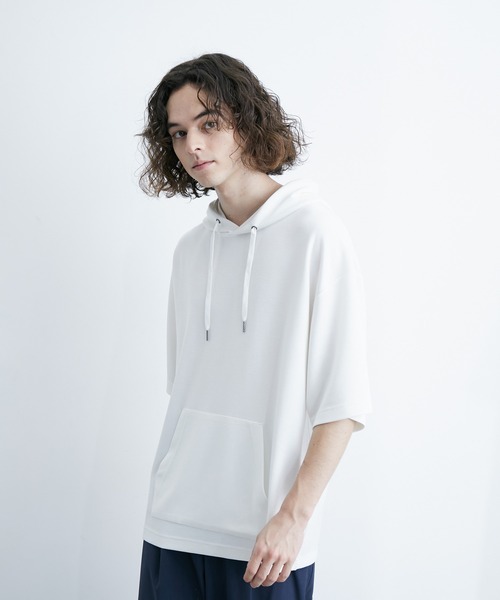 JUNRED(ジュンレッド)の「エアーシルケット半袖プルパーカー(Tシャツ/カットソー・メンズ・サックスブルー/ホワイト/ブラック/ダークブラウン・LL/M/L)」の5枚目の写真