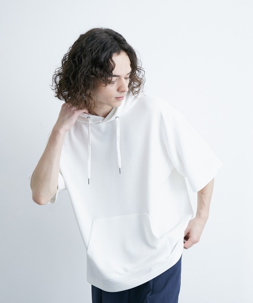 JUNRED(ジュンレッド)の「エアーシルケット半袖プルパーカー(Tシャツ/カットソー・メンズ・サックスブルー/ホワイト/ブラック/ダークブラウン・LL/M/L)」の6枚目の写真