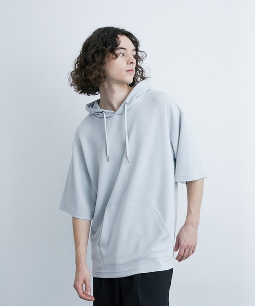 JUNRED(ジュンレッド)の「エアーシルケット半袖プルパーカー(Tシャツ/カットソー・メンズ・サックスブルー/ホワイト/ブラック/ダークブラウン・LL/M/L)」の12枚目の写真