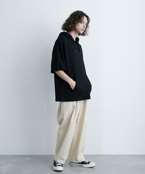 JUNRED(ジュンレッド)の「エアーシルケット半袖プルパーカー(Tシャツ/カットソー・メンズ・サックスブルー/ホワイト/ブラック/ダークブラウン・LL/M/L)」の16枚目の写真