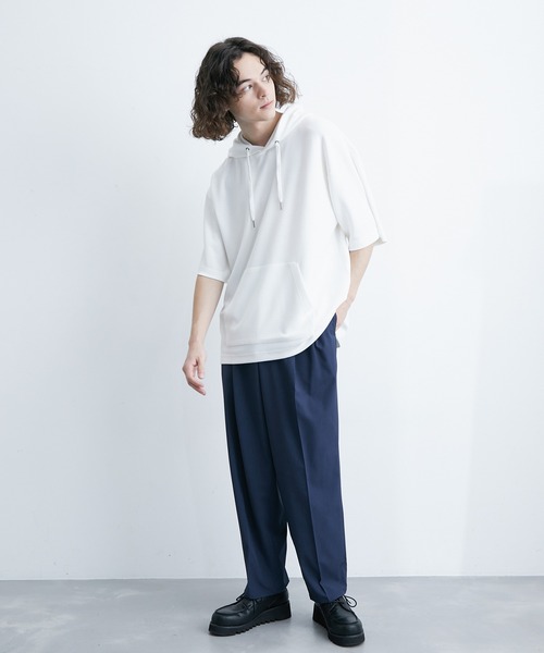JUNRED(ジュンレッド)の「エアーシルケット半袖プルパーカー(Tシャツ/カットソー・メンズ・サックスブルー/ホワイト/ブラック/ダークブラウン・LL/M/L)」の14枚目の写真