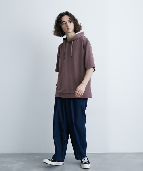 JUNRED(ジュンレッド)の「エアーシルケット半袖プルパーカー(Tシャツ/カットソー・メンズ・サックスブルー/ホワイト/ブラック/ダークブラウン・LL/M/L)」の17枚目の写真