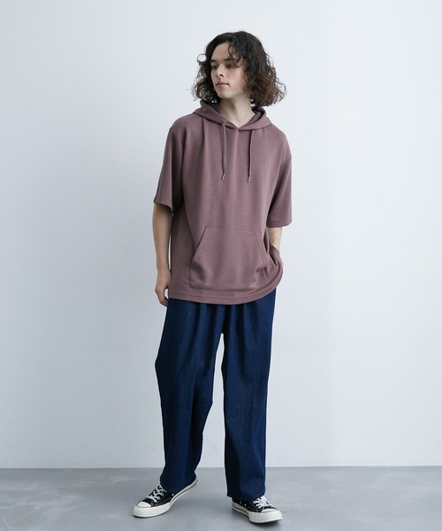 JUNRED(ジュンレッド)の「エアーシルケット半袖プルパーカー(Tシャツ/カットソー・メンズ・サックスブルー/ホワイト/ブラック/ダークブラウン・LL/M/L)」の18枚目の写真