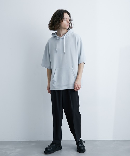 JUNRED(ジュンレッド)の「エアーシルケット半袖プルパーカー(Tシャツ/カットソー・メンズ・サックスブルー/ホワイト/ブラック/ダークブラウン・LL/M/L)」の19枚目の写真