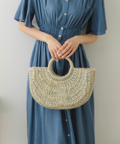 RODE SKO(ロデスコ)の「ラウンドハンドルカゴバッグ(かごバッグ・レディース・グレー/ナチュラル/ベージュ・ONE)」の2枚目の写真