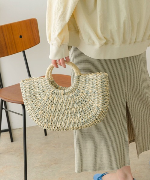 RODE SKO(ロデスコ)の「ラウンドハンドルカゴバッグ(かごバッグ・レディース・グレー/ナチュラル/ベージュ・ONE)」の12枚目の写真