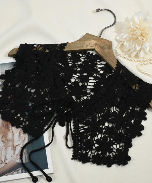 Felt-Maglietta（フェルトマリエッタ）の「レトロレースつけ襟（付け襟・レディース・ブラック/ベージュ/キャメル/グリーン/イエロー・FREE）」の13枚目の写真